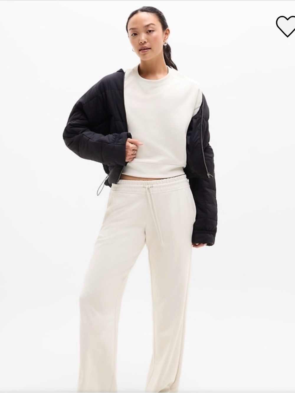 Athleta Seasoft Ribbed crewneck sweatshirt in bone size L - Picture 3 of 3